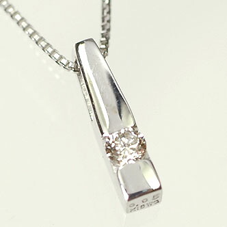 ダイヤモンド ネックレス K18WG・ダイヤ0.05ct　スティックペンダント（ネックレス）｜キュートジュエリー