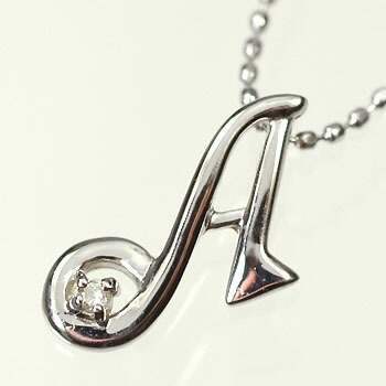 イニシャル ネックレス ダイヤモンド K10WG・ダイヤ0.03ct　イニシャルペンダント「A」（ネックレス）