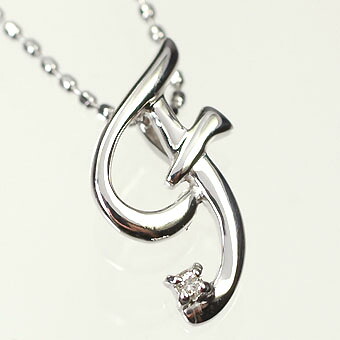 イニシャル ネックレス ダイヤモンド K10WG・ダイヤ0.03ct　イニシャルペンダント「F」（ネックレス）