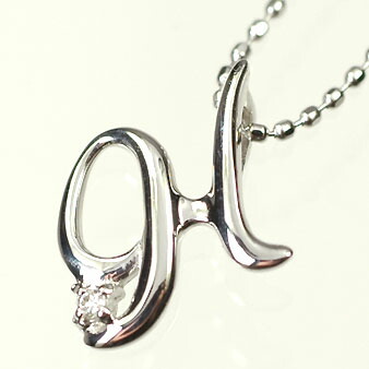 イニシャル ネックレス ダイヤモンド K10WG・ダイヤ0.03ct　イニシャルペンダント「H」（ネックレス）