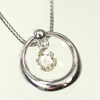 ダイヤモンド ネックレス K10WG・ダイヤ0.1ct　シェイク・イン・ザ・サークルペンダント（ネックレス）