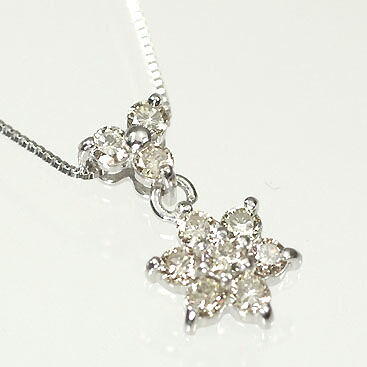 ダイヤモンド ネックレス K18WG・ダイヤモンド0.3ct　アニバーサリー10ペンダント（ネックレス）【結婚１０周年記念】【スウィート１０石ダイヤモンド】｜キュートジュエリー