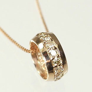ダイヤモンド ネックレス ピンクゴールド K18PG・ダイヤモンド0.2ct　エタニティーペンダント（ネックレス）｜キュートジュエリー