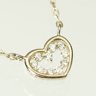 ダイヤモンド ネックレス イエローゴールド K10・ダイヤ0.06ct　ハートペンダント（ネックレス） 52,536円