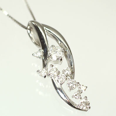 ダイヤモンド ネックレス K18WG・ダイヤ0.5ct（SIクラス・鑑別書カード付）　スターダスト１０ペンダント(ネックレス)【１０周年記念ジュエリー】【大切な方へ】｜キュートジュエリー