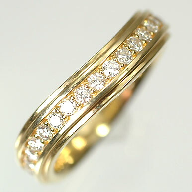 ダイヤモンド リング イエローゴールド エタニティー K18・ダイヤ0.4ct(SIクラス・鑑別書カード付) エタニティーリング(指輪) 送料無料|キュートジュエリー