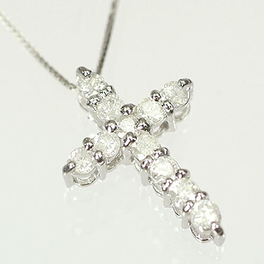 ダイヤモンド ネックレス K10WG（ホワイトゴールド）・ダイヤ0.3ct　クロスペンダント（ネックレス）【対応】