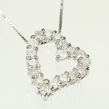ダイヤモンド ネックレス ダイヤ0.3ct K10WG ホワイトゴールド オープンハート ペンダント【送料無料】【天然ダイヤモンド】