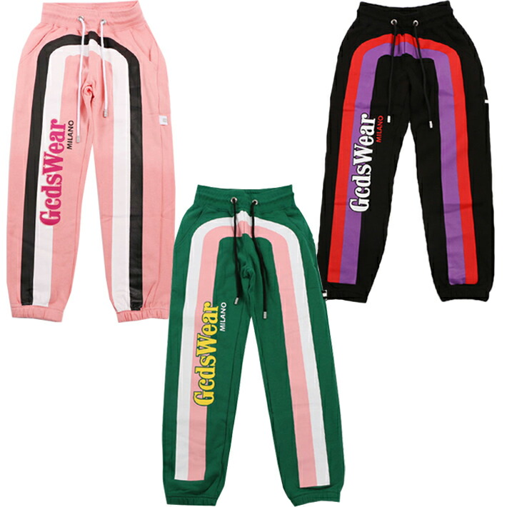 18 09 Gcds ボトムス Fw19m ジーシーディーエス スウェット パンツ Pantalone Fw19m Black Pink スウェット Green Men フルレングス ロゴ ライン ブラック ピンク グリーン コットン イタリア Gcds ジーシーディーエス スウェット パンツ Pantalone