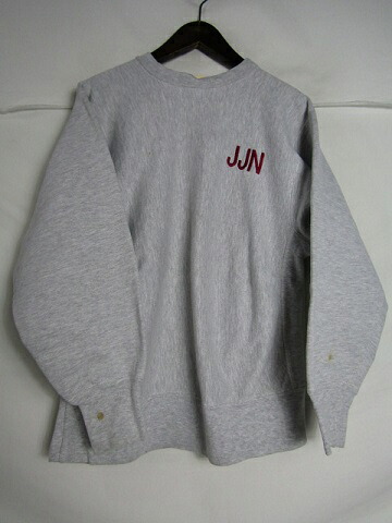 80年月日 USA製 Champion はやりっ子 リバースウィーブ JJN 刺しゅう LARGE 薄墨色【メンズ】【LARGE】【中古】