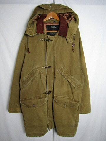 AUTHENTIC STRUCTURE OUTERWEAR ファイヤーマンコート ダック ベージュ Lサイズ レザーカラー 【中古】【メンズ】【LARGE】 6,438円