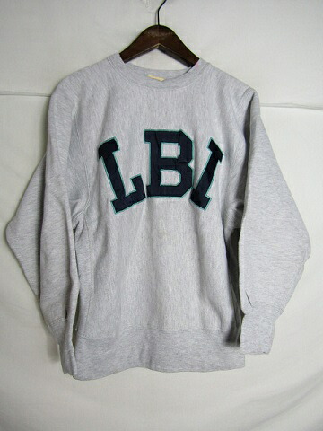 90年月日 USA製 Champion はやりっ児 リバースウィーブ LBI 紋章 薄墨色 M大きさ【メンズ】【MEDIUM】【中古】