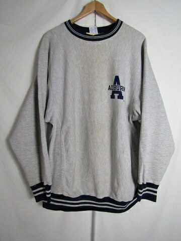 90年代　USA製　Champion　チャンピオン　リバースウィーブ　AUBURN　染み込みプリント　グレー　X-LARGE【メンズ】【大きいサイズ】【中古】｜DESERT SNOW　郡山