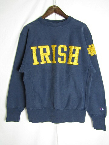 90年月日 USA製 Champion はやりっ子 リバースウィーブ IRISH 紋章 米国海軍 L大きさ 【メンズ】【中古】【LARGE】