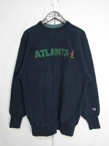 90日にち USA製 Champion はやりっ子 リバースウィーブ ATLANTA 紋章 刺しゅう 米国海軍 XXL大いさ 【メンズ】【惜しみ無い大いさ】【中古】 メンズファッション-スウェット・トレーナー-トップス
