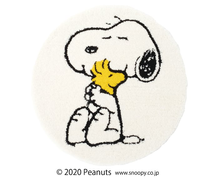 Peanuts かわいい 敷物 おしゃれ マット 玄関 ピーナッツ キッチン 寝室 子ども キャラクター ウッドストック チャーリーブラウン 丸型 サークル イラスト Close Friend Mat キャラクター スヌーピー デザイン マット 防ダニ 滑り止め加工 日本製 玄関マット ラグ 約65