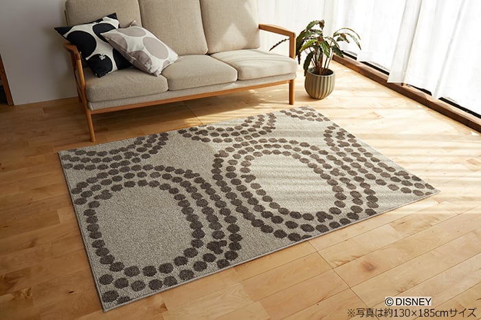 Mickey かわいい マット モダン おしゃれ 絨毯 フロアマット カーペット リビング 子供部屋 水玉 幾何学 サークル Dot Ring Rug ディズニー Disney デザインラグ カーペット 防ダニ ホットカーペット対応 遊び毛防止 日本製 Drm 1070 約130 185cm