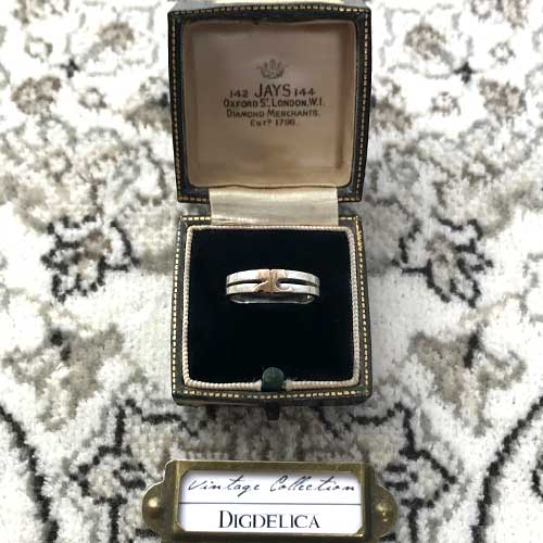 【 Courreges】K18&SILVER クレージュ ヴィンテージコンビリング Vintage v1399【DIGDELICA】ディデリカ　年代物　UESD中古品　結婚式