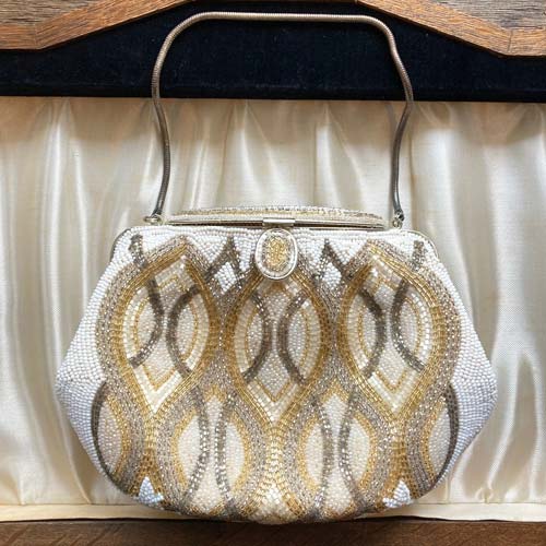 楽天市場】ヴィンテージ ビーズバッグ 仏製 ビーズ総刺繍 お花