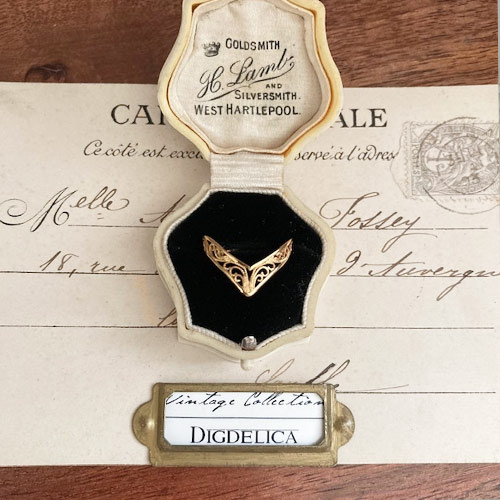 【K18】ヴィンテージ 一点物 アールヌーヴォーリング 指輪 vintage gold ring v1605【DIGDELICA】ディデリカ UESD中古品|DIGDELICA