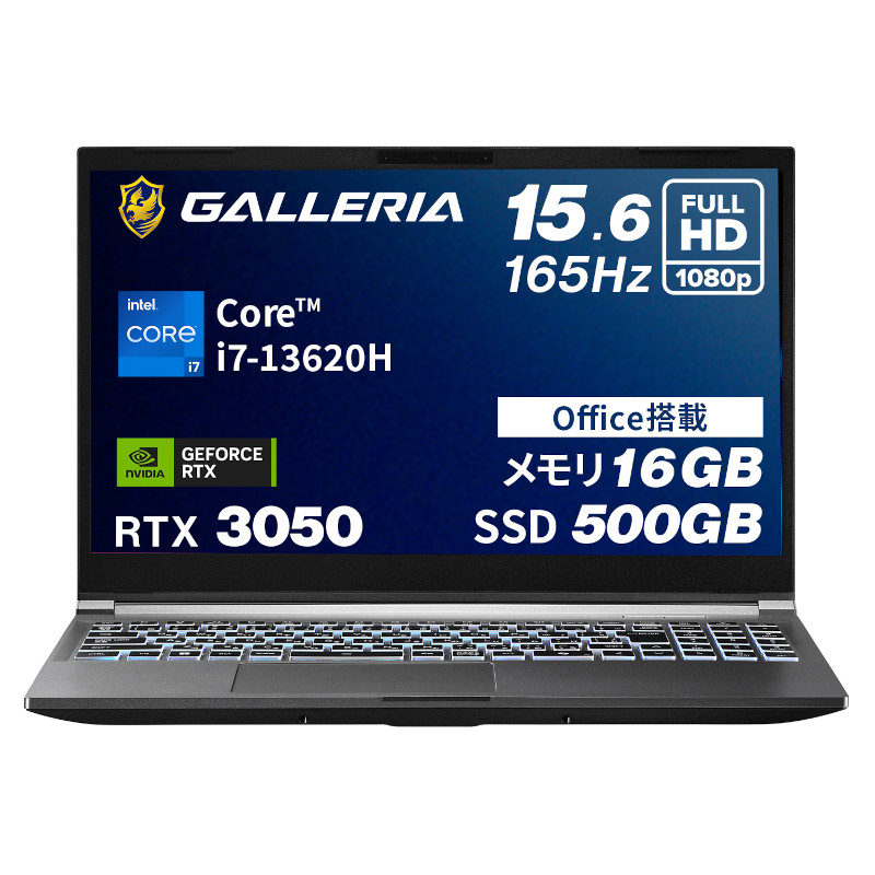 ガレリア ゲーミングノートパソコン 万覚え帳マイコン Core i7-13620H RTX 3050 記憶装置 16GB / SSD 500GB Windows 11 Home Office塔載 15.6in 165サイクル GALLERIA RL7C-R35-5N 20308-3420