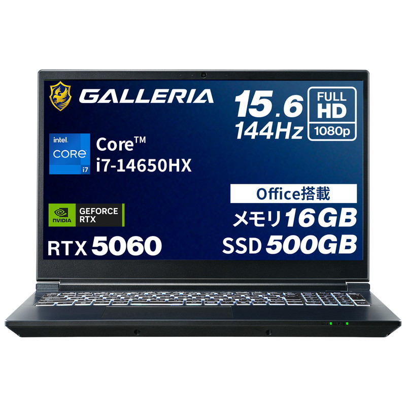 ガレリア ゲーミングノートマイコン 万覚え帳マイコン Core i7-14650HX RTX 5060 記憶装置 16GB / SSD 500GB Windows 11 Home Office塔載 15.6in 144サイクル GALLERIA RL7C-R56-5N 21765-3416