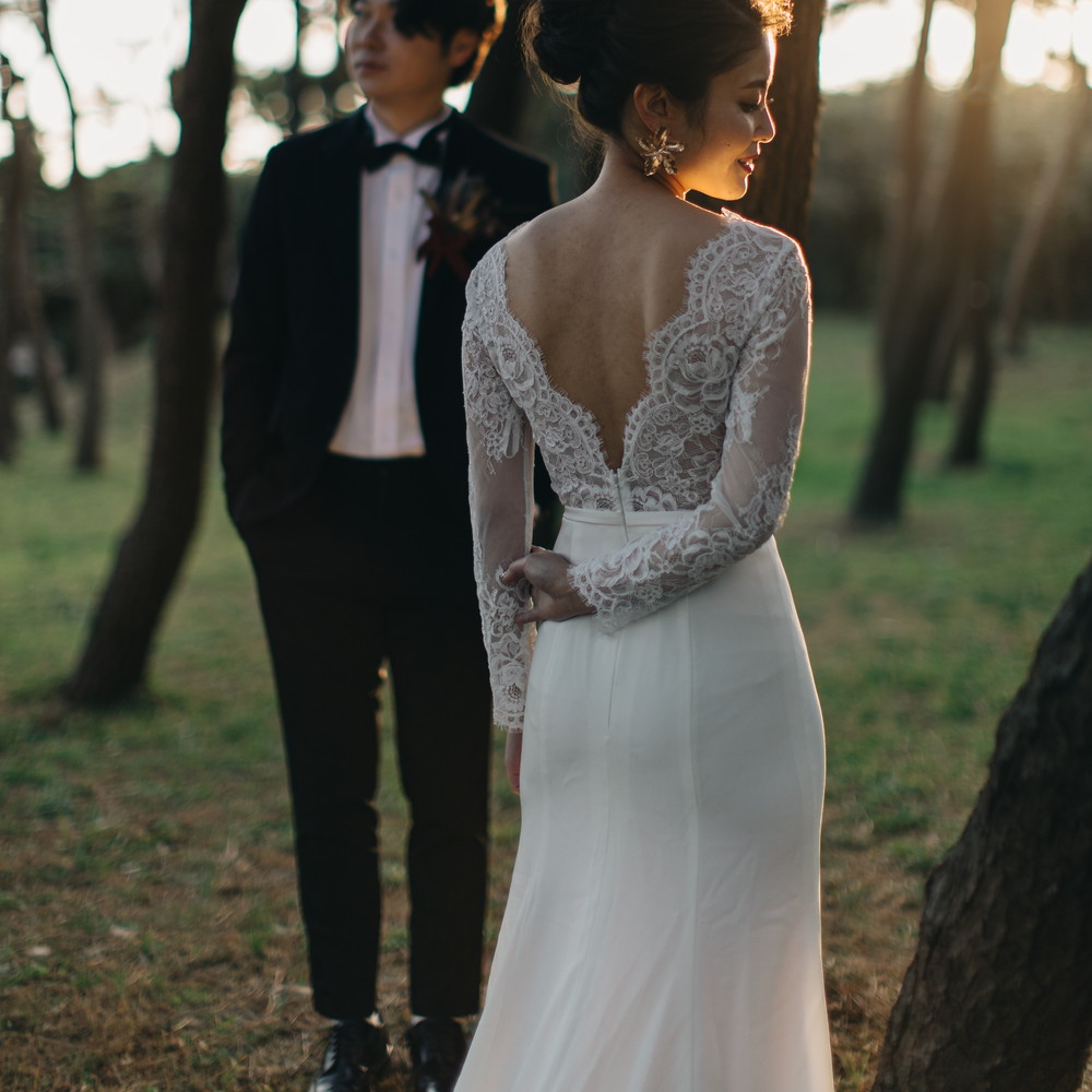 ウエディングドレス二次会レトロソフトマーメイドスレンダーレース前撮り結婚式披露宴二次会フォトウエディングハネムーンフォトレースフォーマルおしゃれ