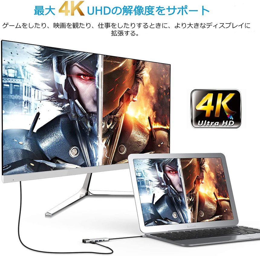 USBTypeCハブ5in1NintendoSwitch対応4K@30Hz有線LANアダプターUSBCHDMILANポートイーサネットPD充電対応ドッキングステーションMacBookAir2020SurfaceGo2ChromebookPixelなどに対応