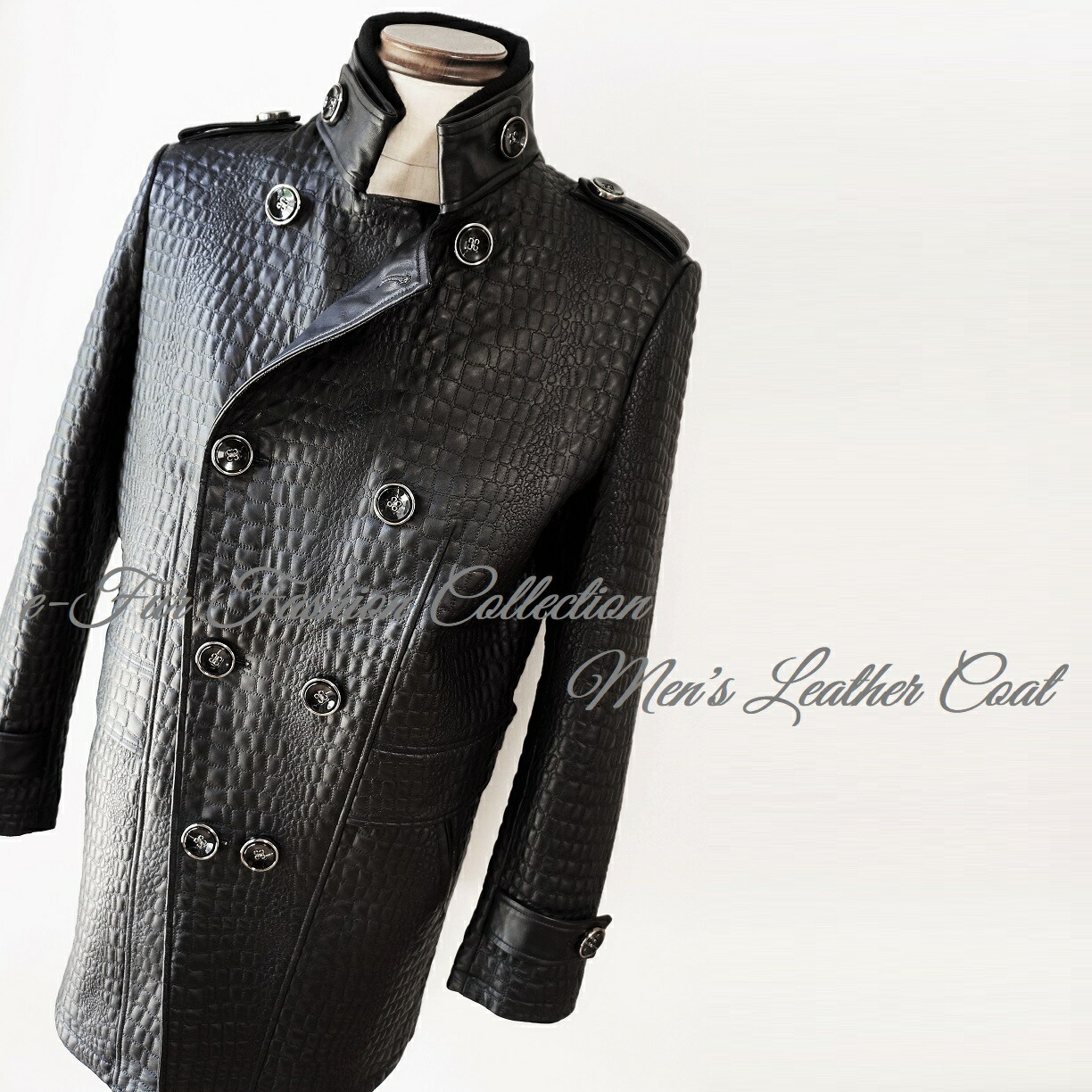 即納最大半額 精悍さに加え 強くて優しい男を演出する クロコダイル鰐キルティングベビーラム羊革レザーピーコート トレンチコート メンズ毛皮コート メンズファーコート 黒 コルネリアーニ ブリオーニ カナーリ セルッティ トッズ インコテックス本革zilli毛皮お好き