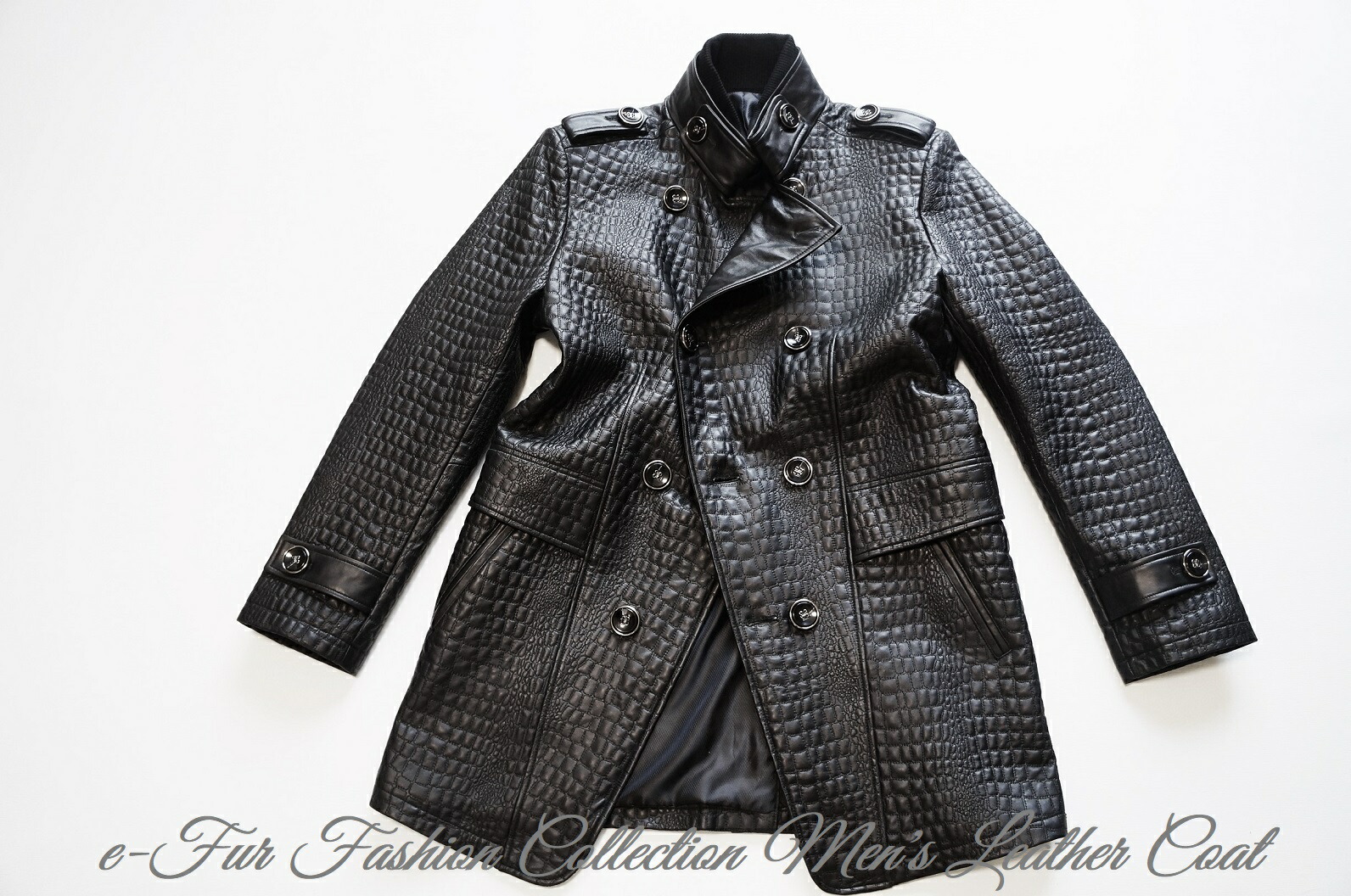 即納最大半額 精悍さに加え 強くて優しい男を演出する クロコダイル鰐キルティングベビーラム羊革レザーピーコート トレンチコート メンズ毛皮コート メンズファーコート 黒 コルネリアーニ ブリオーニ カナーリ セルッティ トッズ インコテックス本革zilli毛皮お好き