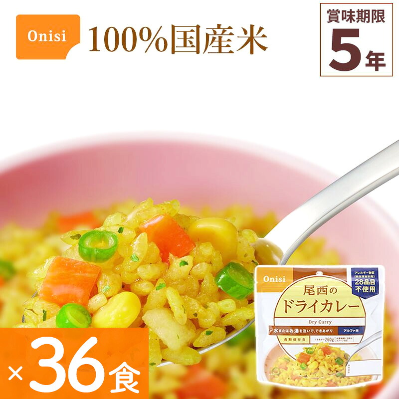 36食仕掛ける 非常食 尾西食料雑貨類 素っ気ないカレー アルファ米 保護すること食 ごはん続きもの 100%国産米 アレルギー反応相応う 山登り 難民キャンプ 不仕合わせ食 全ての存在食 Onisi 亀田製菓