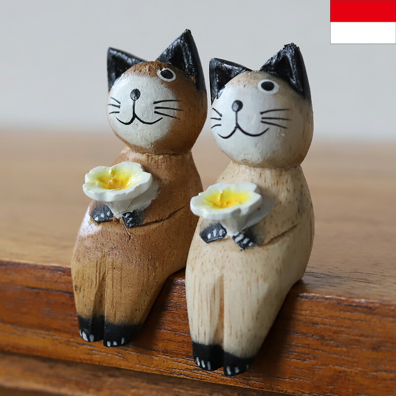バリ猫の置物 3体セット 陶器