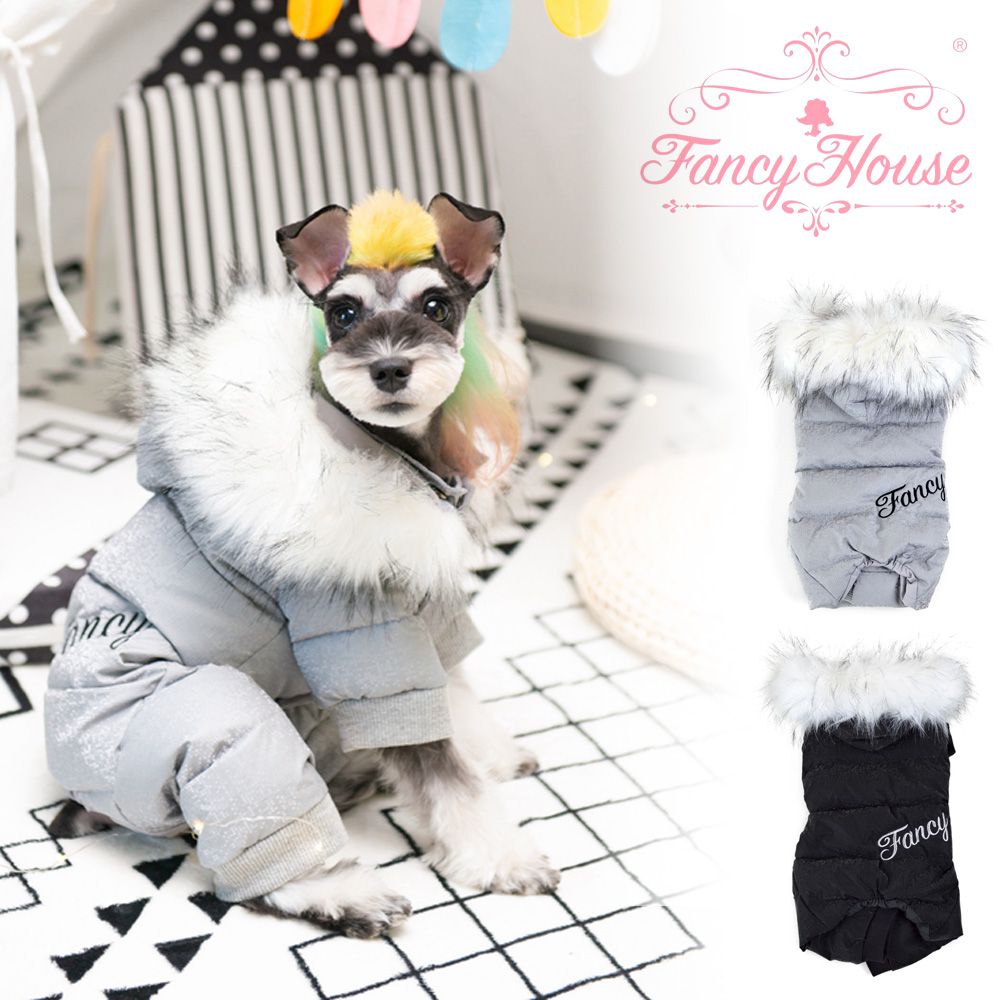 楽天市場 10 Offクーポン 犬服 ファー付き ボア ロンパース アウター Fancy House 可愛い ボリュームファー送料無料 通販 ブランド メーカー ラグジュアリー グレー ブラック 秋 冬 ファンシーハウス 愛犬 ペット 犬の服 プレゼント 返品保証対象 Pet