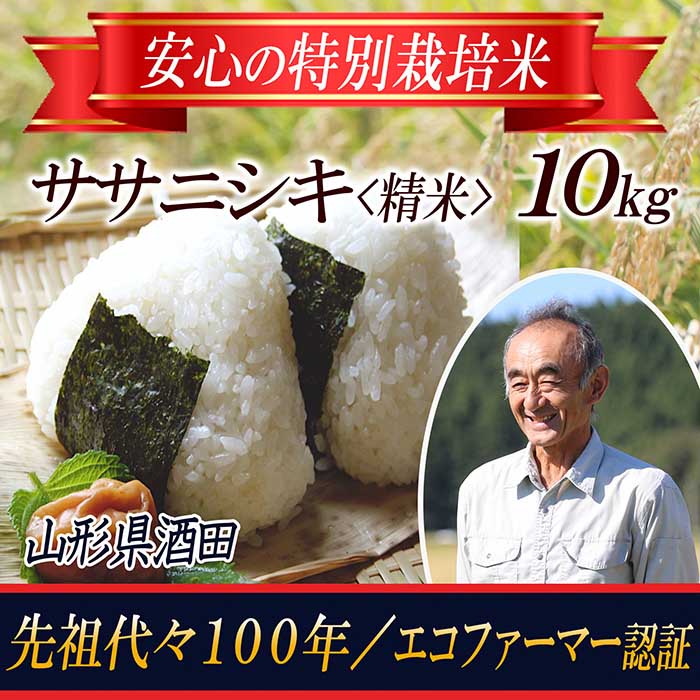 楽天市場 ふるさと納税 特別栽培米 ササニシキ 精米10kg 山形県庄内 令和2年産 F2y 1698 山形県