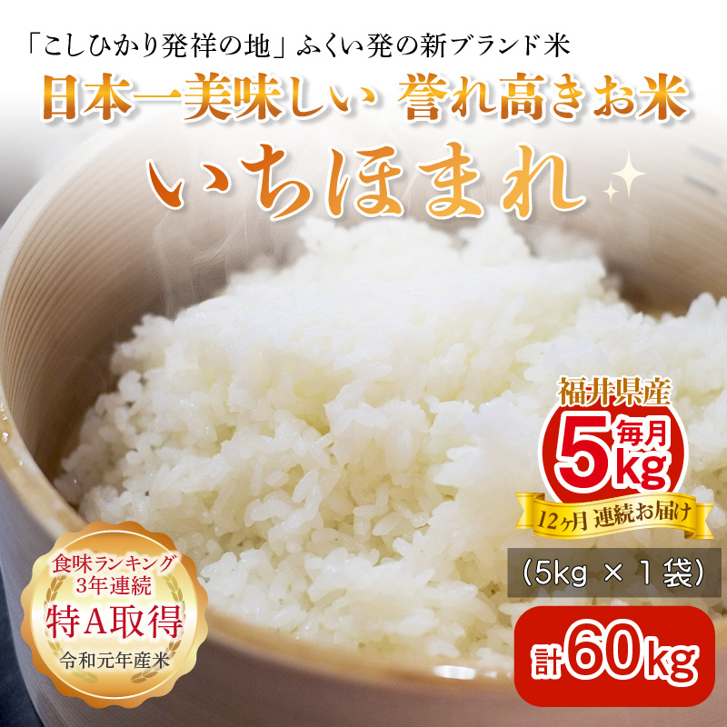 楽天市場 ふるさと納税 定期便 12回コース 福井県産 いちほまれ 5kg 12回 計60kg コシヒカリを超えた福井の新しいブランド米 Gacktも絶賛 福井県坂井市