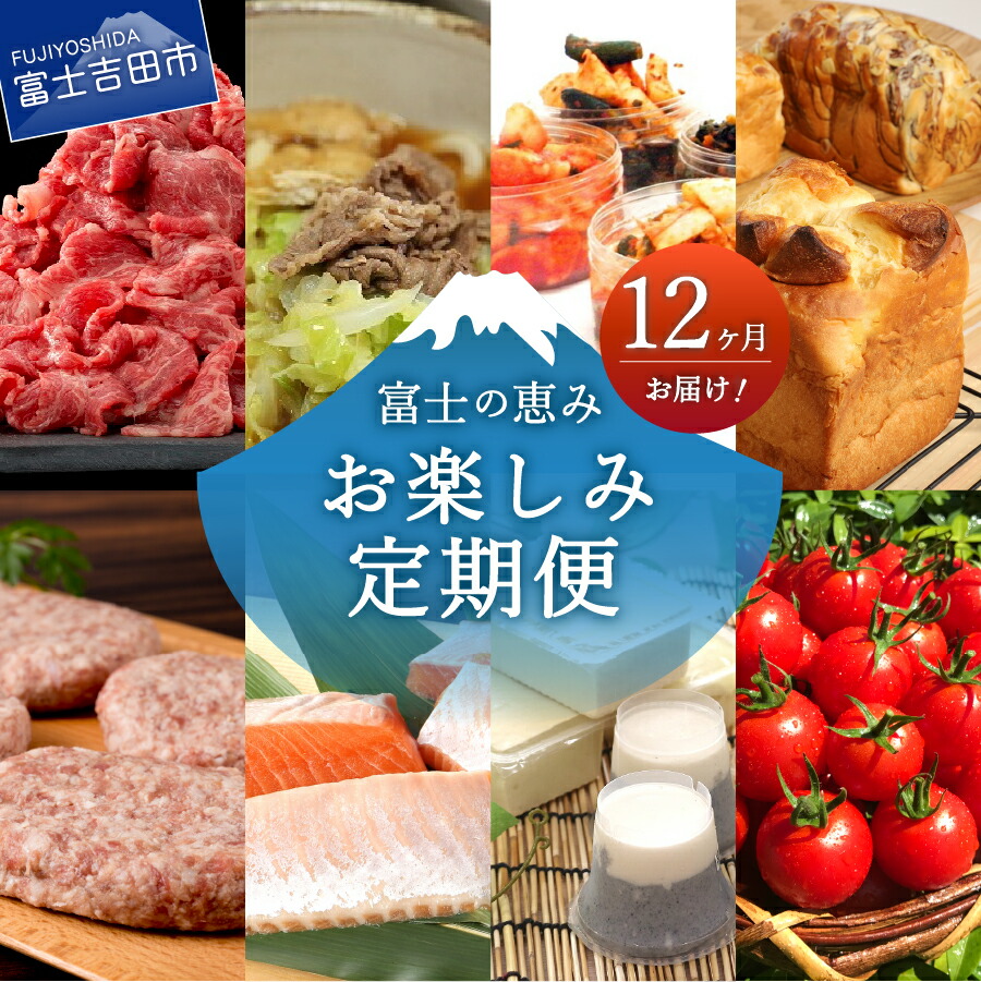 ふるさと納税 キングサーモン 揚げ物 12ヶ月お届け お楽しみ パン 定期便 12回 肉 米 ブレッド パン うどん ほうとう 甲州富士桜ポーク 揚げ物 ドリップコーヒー コーヒー フルーツトマト トマト 富士の介 キングサーモン ニジマス 魚 ハンバーグ 豆腐 きくらげ