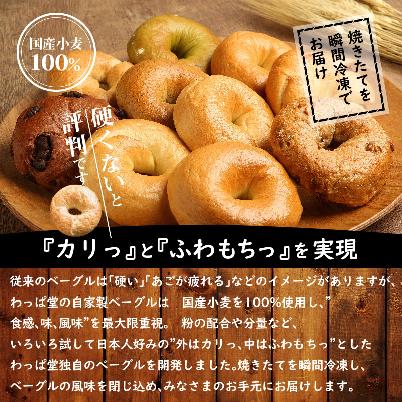 【ふるさと納税】ベーグル定期便6ヶ月毎月8個セットわっぱ堂ふわもちベーグル国産小麦100%焼き立て瞬間冷凍送料無料