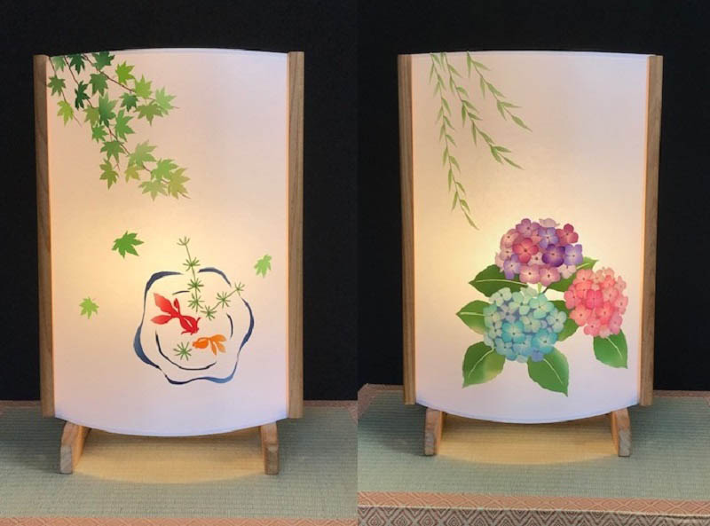 【ふるさと納税】着物生地で作ったおしゃれな行灯(あんどん) 金魚と紫陽花 最短 10営業日以内発送|大阪府泉佐野市