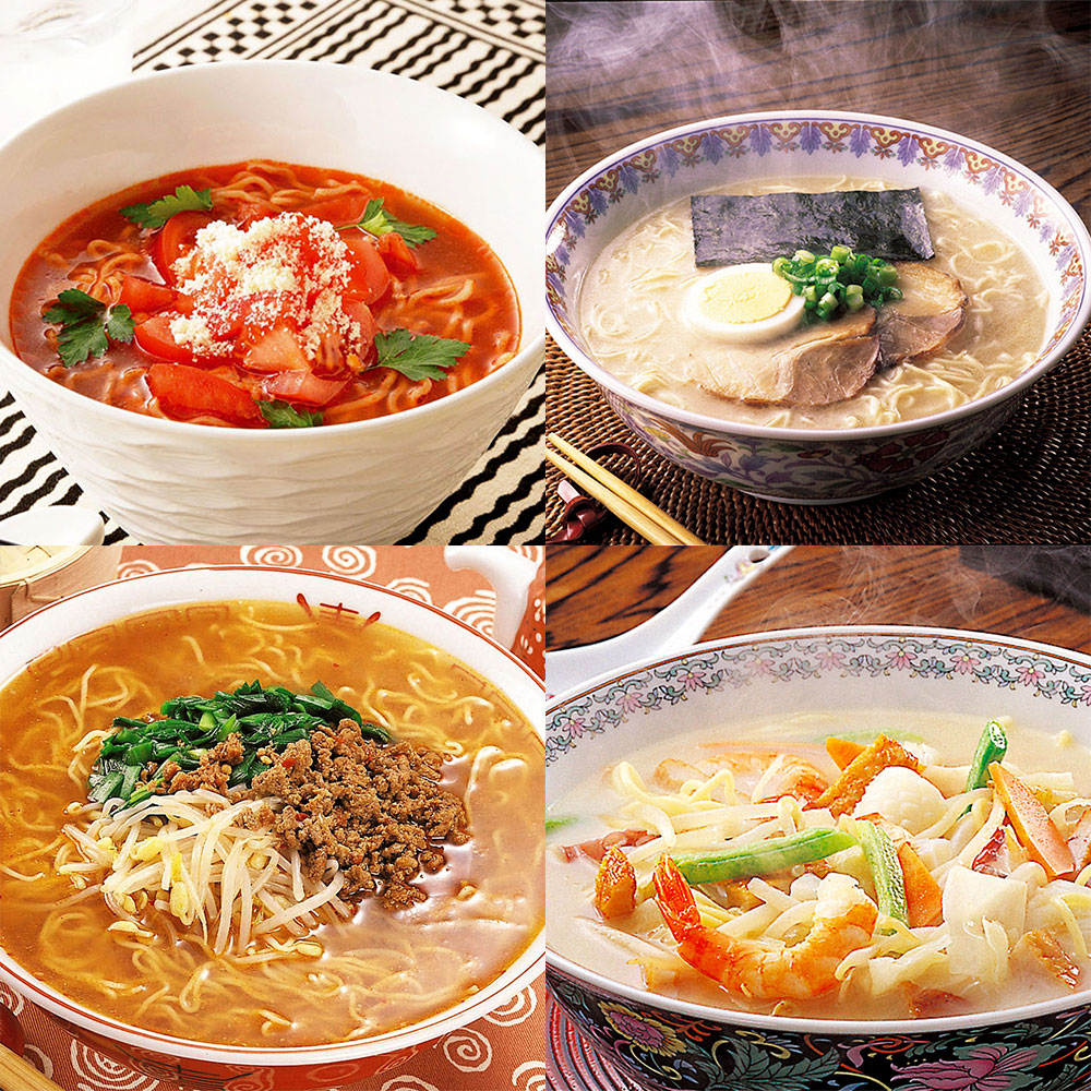 【ふるさと納税】福岡県産 ラー麦麺4種詰合せ 16食 8食入&times;2箱 4種類 食べ比べ 博多ラーメン とんこつ 担々麺 ちゃんぽん とまとらーめん ラーメン 生麺 スープ 簡単調理 福岡 食品 国産 送料無料 [H2232]｜福岡県福津市