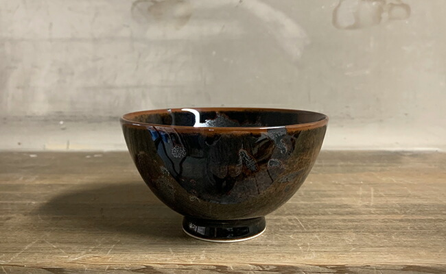 A30-108井上祐希作 天目銀滴飯碗(中)井上萬二窯