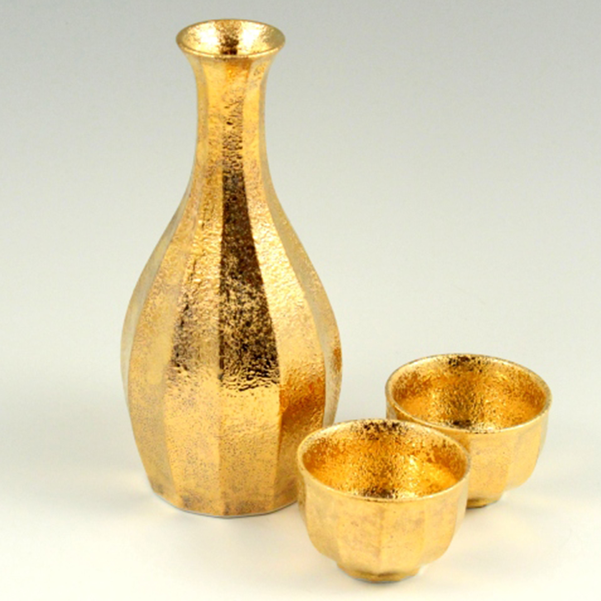 【ふるさと納税】金彩面取 半酒器書き割り(1合徳利 1個 / ぐい呑 2個) 【三光堂】金 酒器 日本酒 冷酒 熱燗 差し上げ物 差し上げ物 A60-116