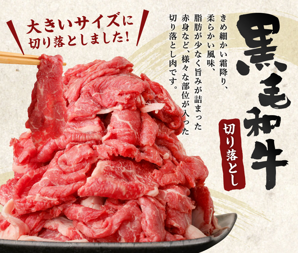 楽天市場 ふるさと納税 黒毛和牛 切り落とし 1kg 1000g 500g 2パック 霜降り 国産牛 和牛 お肉 牛肉 切落し 冷凍 国産 送料無料 熊本県人吉市