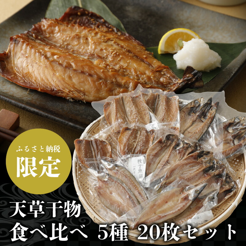 楽天市場 ふるさと納税 干物 天然 食べ比べ 5種 枚 セット 一夜干し アジ サバ かます 味醂干し 鮮度 新鮮 厳選 熊本県天草市