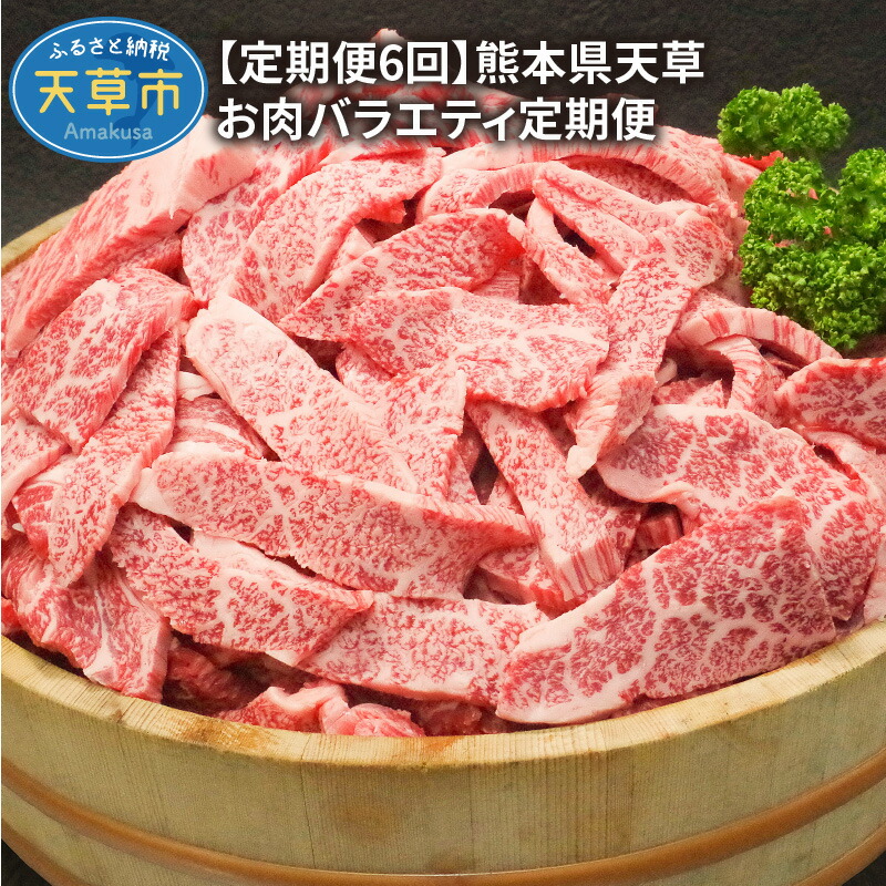 ふるさと納税 牛肉 天草お肉バラエティ6か月お届け 熊本県天草市天草の厳選されたお肉 を6か月お楽しみいただけます ご入金の翌月より6か月連続 毎月29日 肉の日 にお届けします 定期便6回
