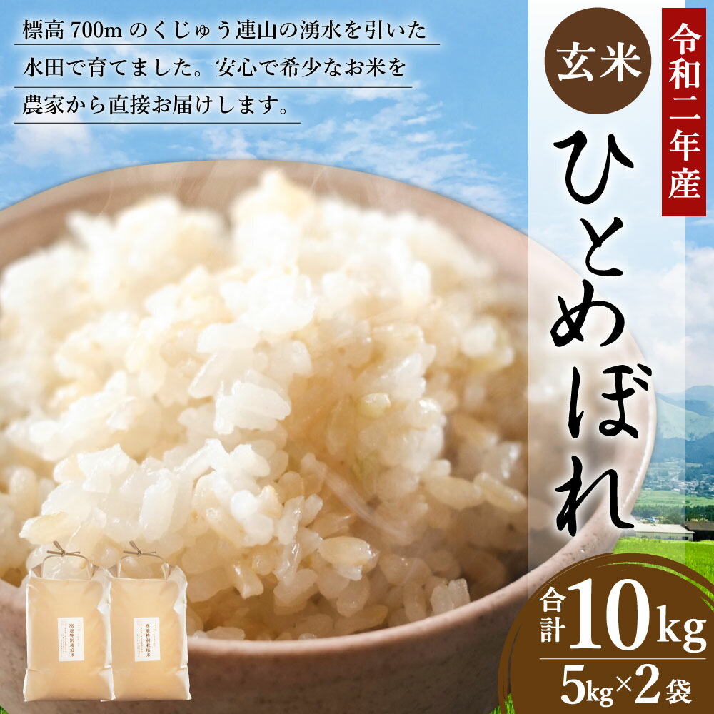 即納 最大半額 楽天市場 ふるさと納税 令和2年産 ひとめぼれ 玄米 合計10kg 5kg 2袋 高地特別栽培米 大分県産 阿蘇くじゅう高原産 減農薬 有機肥料栽培 集落限定 希少米 米 お米 送料無料 大分県竹田市 海外正規品 Www Lexusoman Com