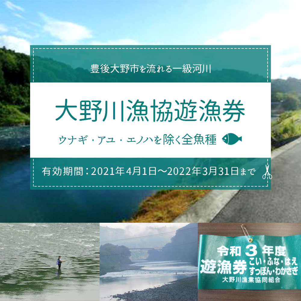 楽天市場 ふるさと納税 大野川漁協遊漁券 ウナギ アユ エノハを除く全魚種 腕章 1セット 渓流釣り 大分県豊後大野市 一級河川 大野川 九州 送料無料 有効期間 21年4月1日 22年3月31日 大分県豊後大野市