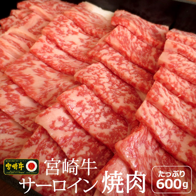 宮崎牛 サーロイン 焼肉 600g 約6〜7人前 霜降り bbq 和牛 牛肉 国産 宮崎県産 送料無料