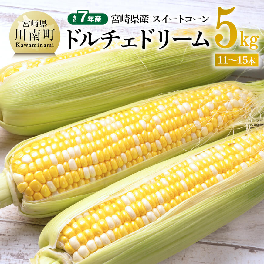 【ふるさと納税】【令和７年発送】宮崎県産とうもろこし　スイートコーン「ドルチェドリーム」5kg -  トウモロコシ コーン ドルチェドリーム とうきび 新鮮 野菜 農家直送 期間限定 先行予約 先行受付 九州産 宮崎県産 川南町 送料無料 D10801