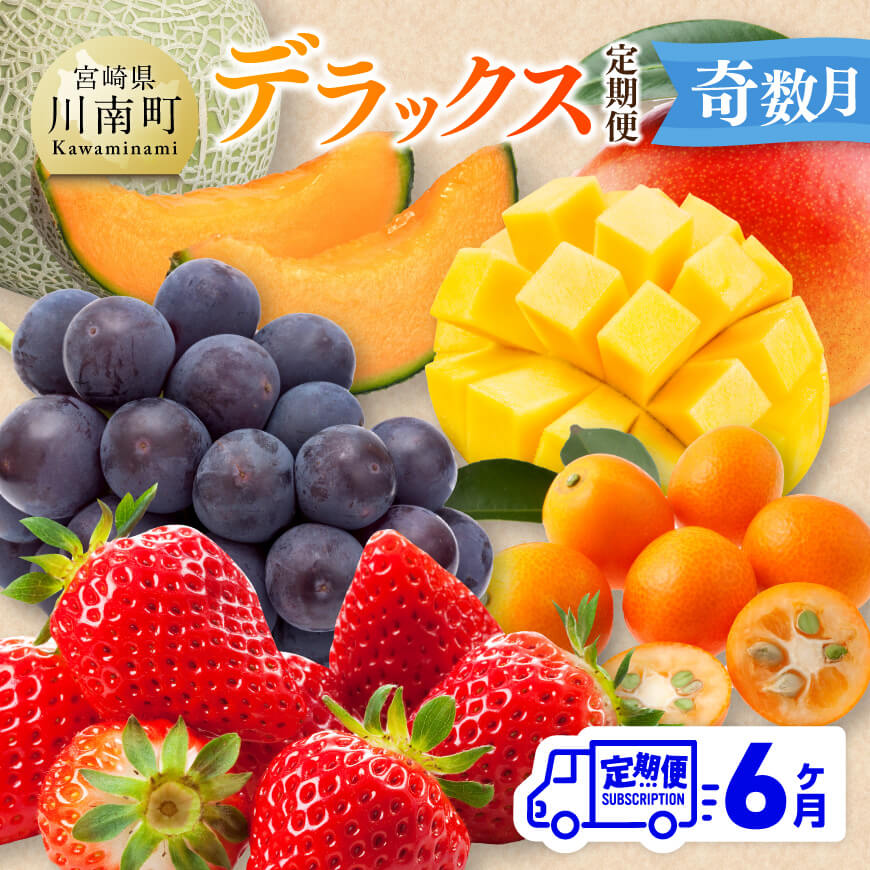 【ふるさと納税】【 全6回定期便 】 デラックス 定期便 【奇数月】 - 川南町産 きんかん いちご 完熟 マンゴー ぶどう ピオーネ 赤肉 メロン C11719t6