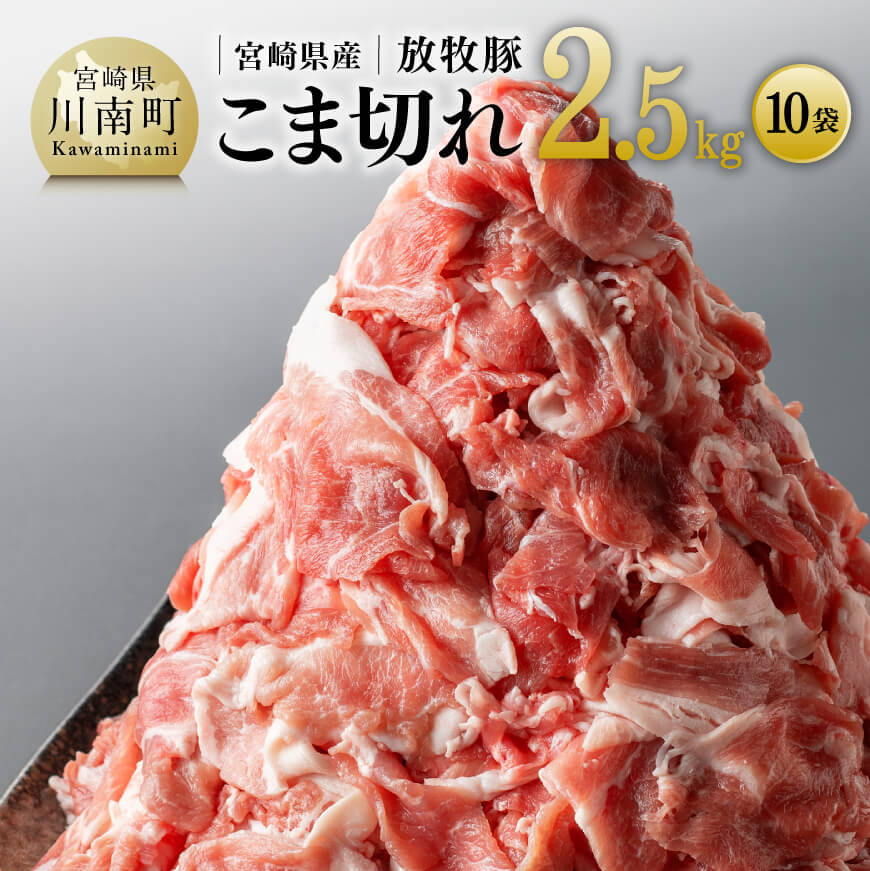 宮崎県産放牧豚 こま切れ10袋 計2.5kg